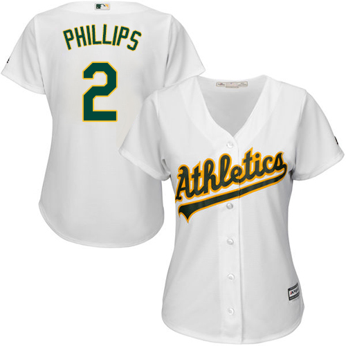 Athletics #2 Tony Phillips White Home Women's Stitched MLB Jersey - Click Image to Close